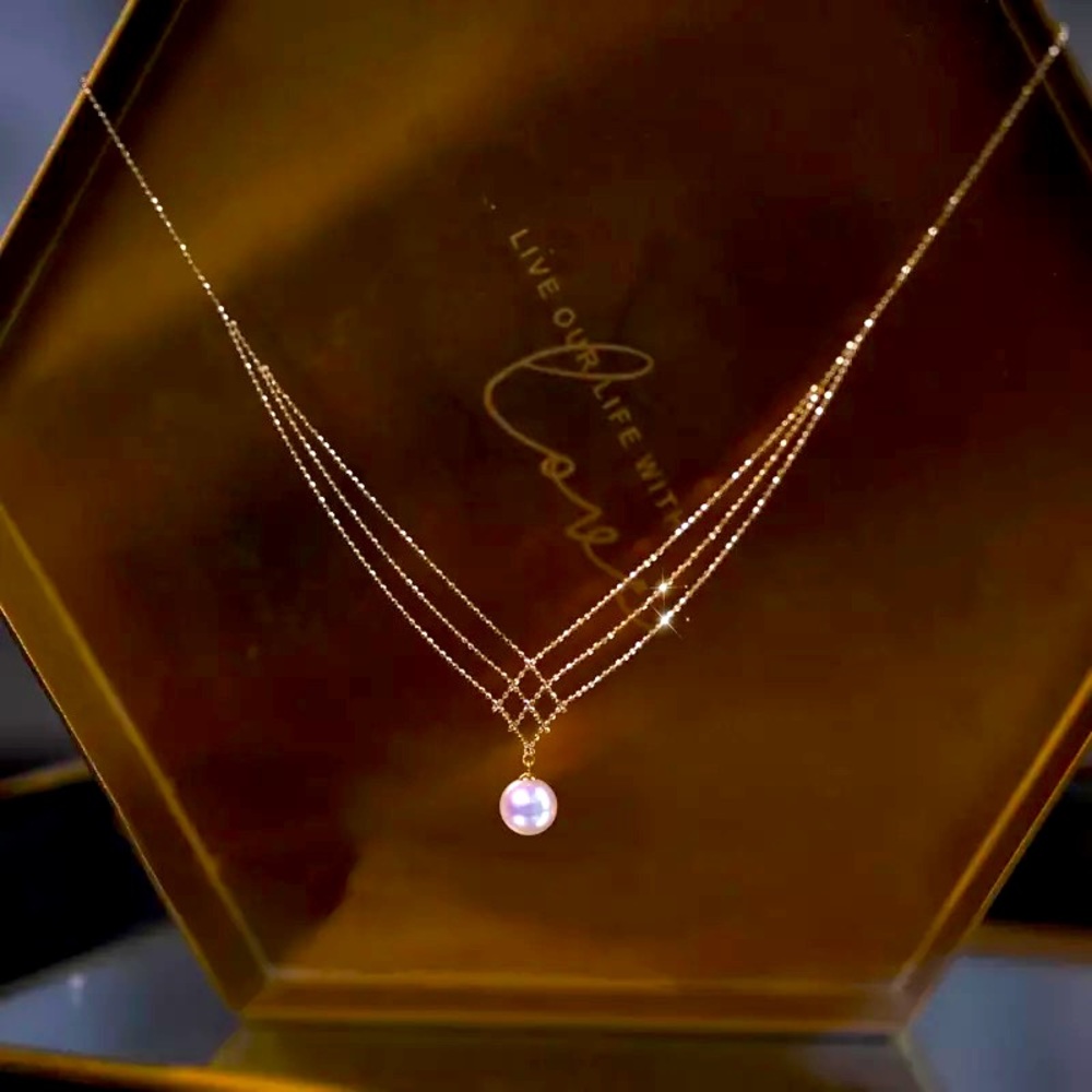 18k solid gold necklace with pearl